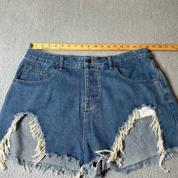REVOLVE Superdown Shorts Womens 30 Blue High Rise Button Fly Frayed Denim Shorts - Picture 5 of 11